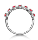 Ruby And Diamond Halo Eternity Ring In 18kw Gold - Asteria Collection