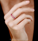Ruby And Diamond Halo Eternity Ring In 18kw Gold - Asteria Collection