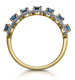 Sapphire And Diamond Halo Eternity Ring 18k Gold - Asteria Collection