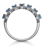 Sapphire And Diamond Halo Asteria Eternity Ring In 18kw Gold