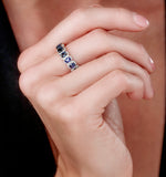 Sapphire And Diamond Halo Eternity Ring 18k Gold - Asteria Collection