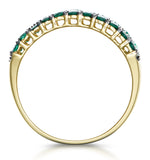 Emerald And Diamond Triple Row Asteria Eternity Ring In 18k Gold