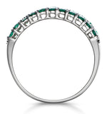 Emerald And Diamond Triple Row Asteria Eternity Ring In 18k W Gold