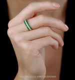Emerald And Diamond Triple Row Asteria Eternity Ring In 18k W Gold
