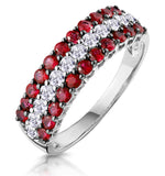 Ruby And Diamond Triple Row Asteria Eternity Ring In 18k White Gold