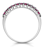 Ruby And Diamond Triple Row Asteria Eternity Ring In 18k White Gold