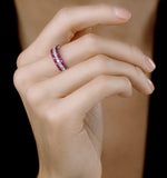 Ruby And Diamond Triple Row Asteria Eternity Ring In 18k White Gold