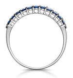 Sapphire And Diamond Triple Row Asteria Eternity Ring 18k White Gold