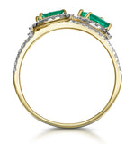Emerald And Diamond Halo Statement Ring 18k Gold - Asteria Collection