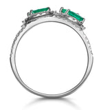 Emerald And Diamond Halo Statement Ring 18kw Gold - Asteria Collection