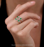 Emerald And Diamond Halo Statement Ring 18kw Gold - Asteria Collection