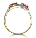 Ruby And Diamond Halo Statement Ring In 18k Gold - Asteria Collection
