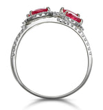 Ruby And Diamond Halo Statement Ring In 18kw Gold - Asteria Collection