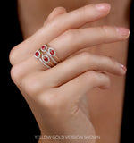 Ruby And Diamond Halo Statement Ring In 18kw Gold - Asteria Collection