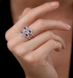 Sapphire And Diamond Statement Ring In 18kw Gold - Asteria Collection