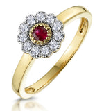 Ruby And Diamond Halo Ring In 18k Gold - Asteria Collection
