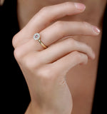 Ruby And Diamond Halo Ring In 18k Gold - Asteria Collection