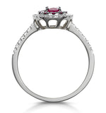 Ruby And Diamond Double Halo Ring 18k White Gold - Asteria Collection