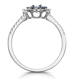 Sapphire And Diamond Double Halo Ring 18kw Gold - Asteria Collection