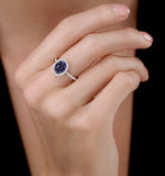 Sapphire And Diamond Double Halo Ring 18kw Gold - Asteria Collection