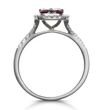 Ruby And Diamond Halo Square Ring 18k White Gold - Asteria Collection