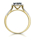 Sapphire And Diamond Halo Square Ring In 18k Gold - Asteria Collection