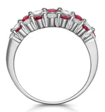 Ruby And Diamond 3 Row Ring In 18k White Gold - Asteria Collection