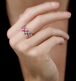 Ruby And Diamond 3 Row Ring In 18k White Gold - Asteria Collection