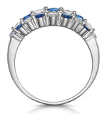 Sapphire And Diamond 3 Row Ring In 18k White Gold - Asteria Collection