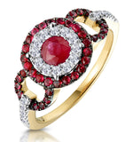 0.90ct Ruby And Diamond Cirlces Ring In 18k Gold - Asteria Collection