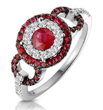 0.90ct Ruby And Diamond Cirlces Ring In 18kw Gold - Asteria Collection