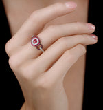 0.90ct Ruby And Diamond Cirlces Ring In 18k Gold - Asteria Collection