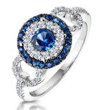 0.90ct Sapphire And Diamond Circles Ring 18kw Gold Asteria Collection