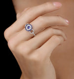 0.90ct Sapphire And Diamond Circles Ring 18kw Gold Asteria Collection