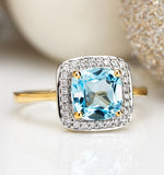 2ct Blue Topaz And Diamond Statement Ring 18k - Asteria Collection