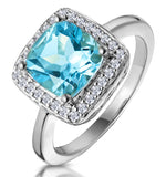 2ct Blue Topaz And Diamond Ring 18k White Gold - Asteria Collection