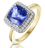 2ct Tanzanite And Diamond Statement Ring 18k Gold - Asteria Collection