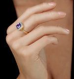 2ct Tanzanite And Diamond Statement Ring 18k Gold - Asteria Collection