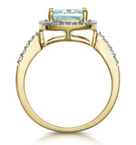 2ct Blue Topaz And Diamond Shoulders Asteria Ring In 18k Gold