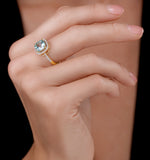 2ct Blue Topaz And Diamond Shoulders Asteria Ring In 18k Gold