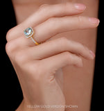 2ct Blue Topaz And Diamond Shoulders Asteria Ring In 18k White Gold