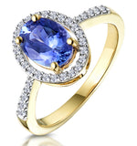 Tanzanite And Diamond Oval Halo Ring In 18k Gold - Asteria Collection