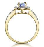 Tanzanite And Diamond Oval Halo Ring In 18k Gold - Asteria Collection