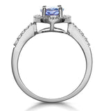 Tanzanite And Diamond Oval Halo Ring In 18kw Gold - Asteria Collection