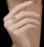 Tanzanite And Diamond Oval Halo Ring In 18k Gold - Asteria Collection