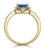 Tanzanite And Diamond Pear Halo Ring In 18k Gold - Asteria Collection