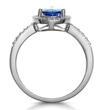 Tanzanite And Diamond Pear Halo Ring In 18kw Gold - Asteria Collection