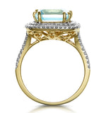 4.7ct Blue Topaz And Diamond Shoulders Asteria Ring In 18k Gold