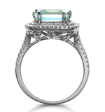 4.7ct Blue Topaz And Diamond Shoulders Asteria Ring In 18k White Gold