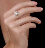Diamond And Pink Diamond Square Halo Ring 18kw - Asteria Collection